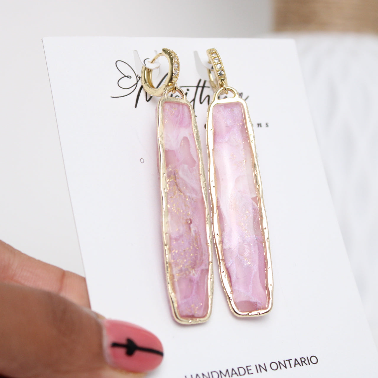 Lilac Elongated rect earring