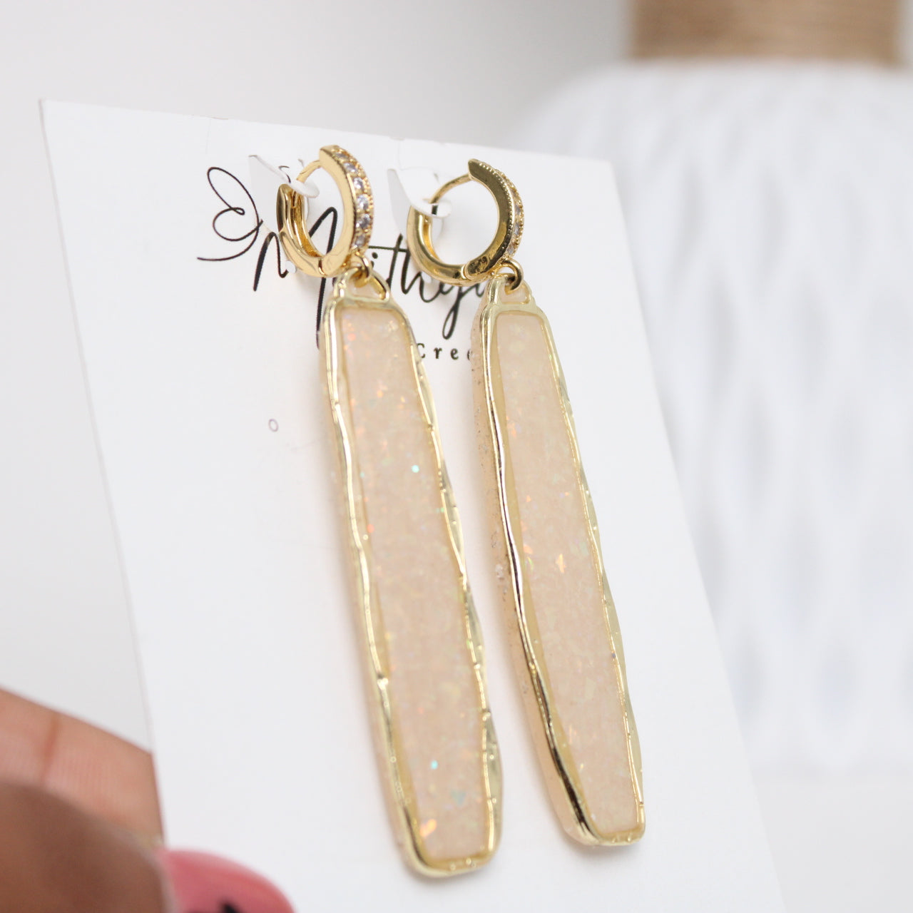 Opal Elongated rect earring