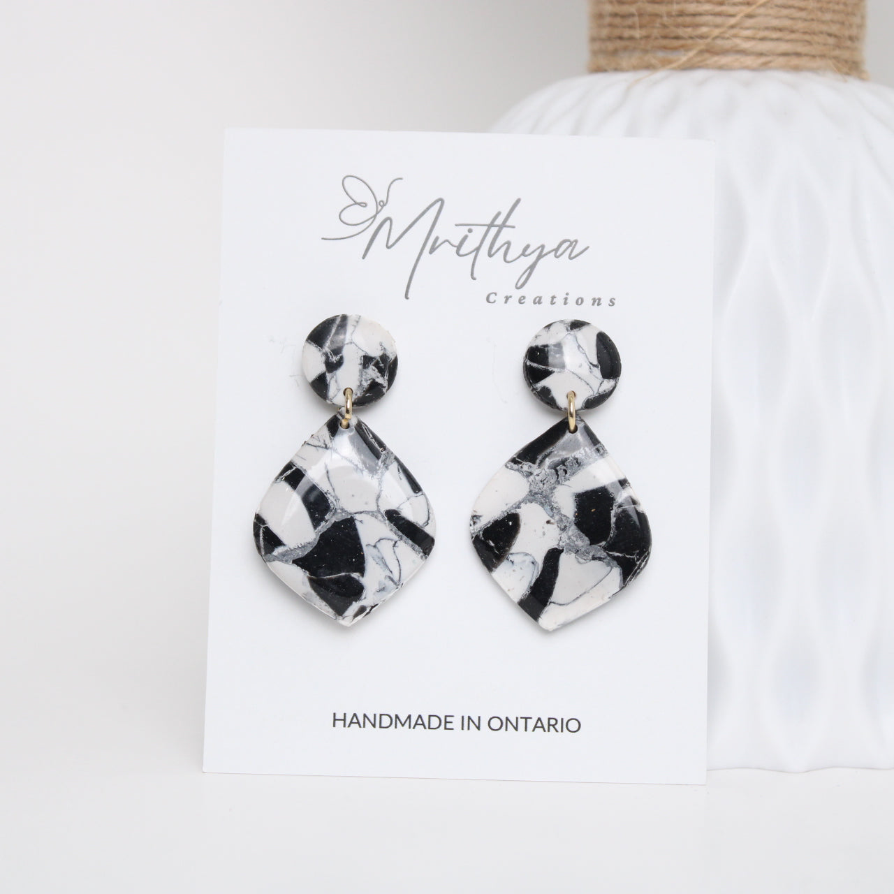 Black and White ornament earring