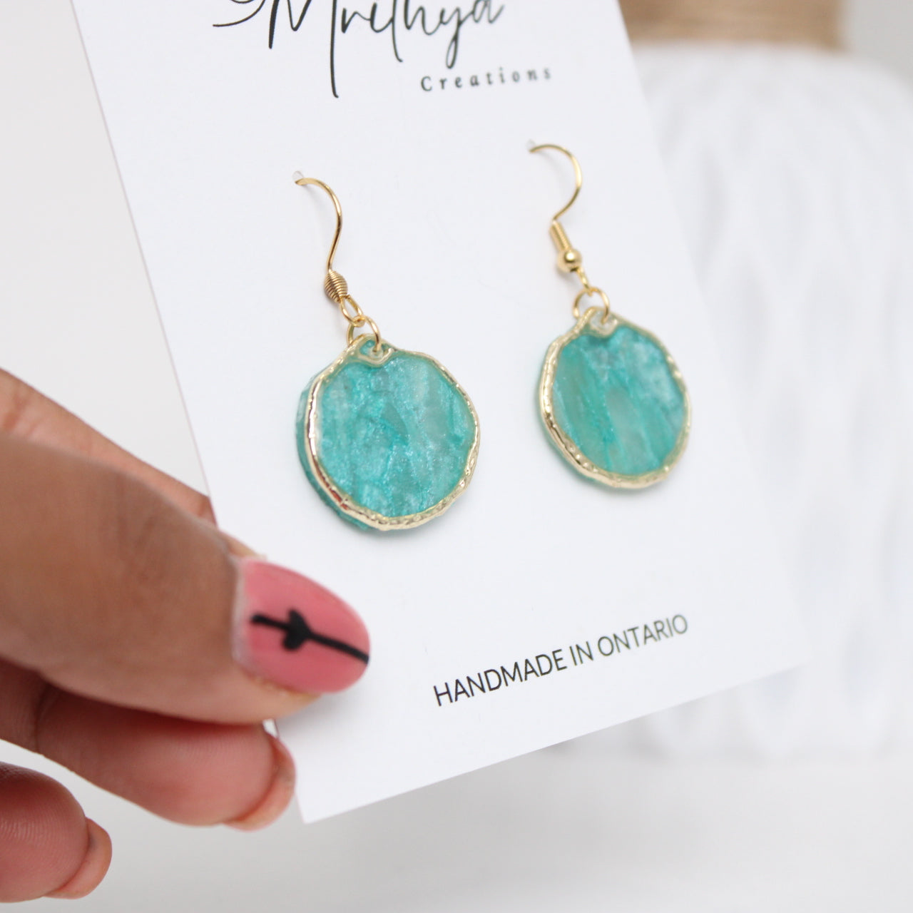 Turqoise Oval drop earring