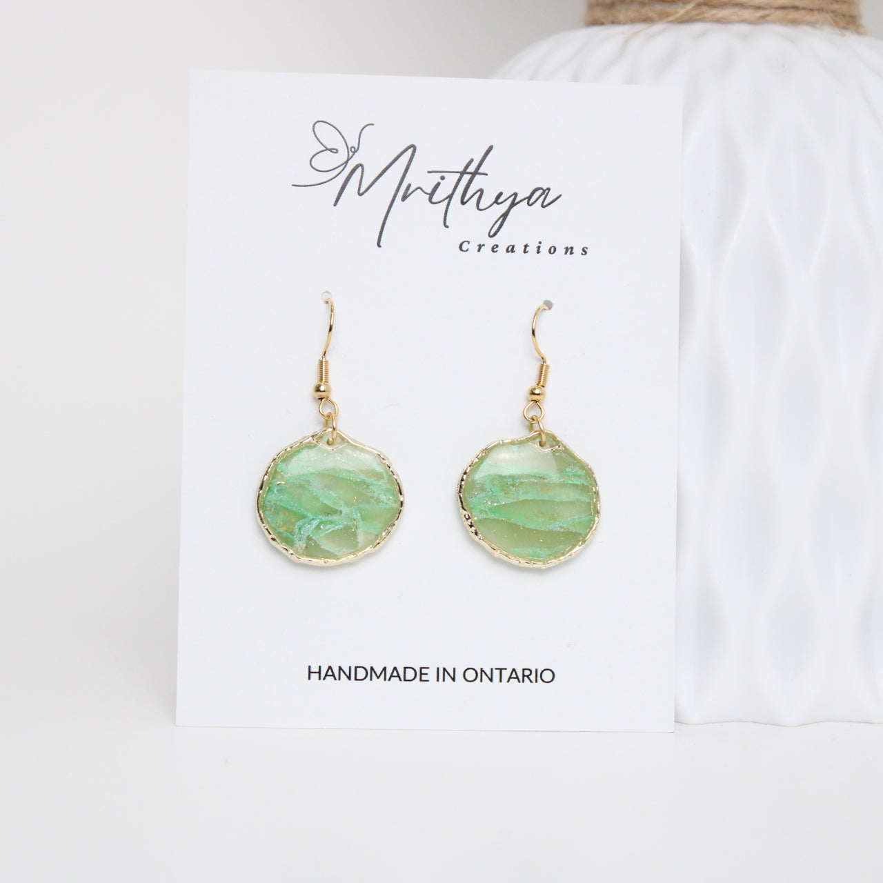 Jade Oval drop earring