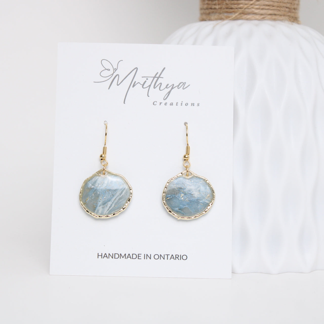 Blue Oval drop earring