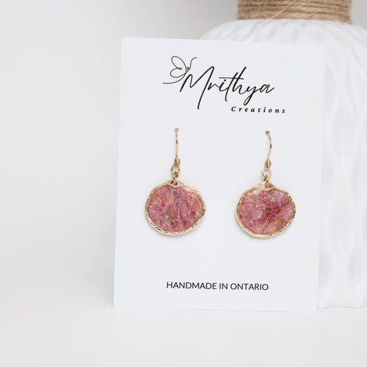 Pink Oval drop earring