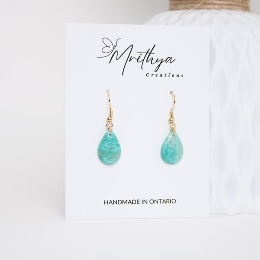 Teal tear drop earring