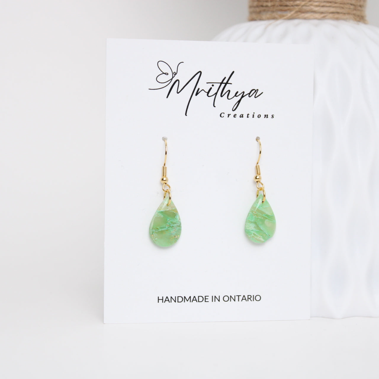 Jade tear drop earring