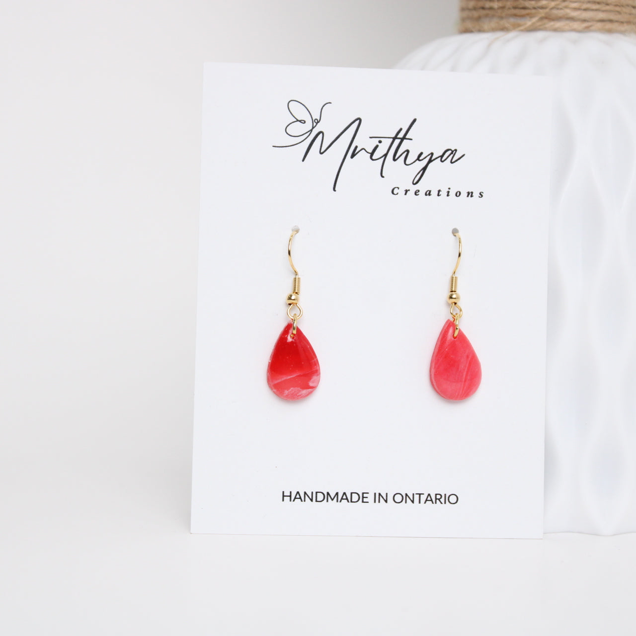 Red tear drop earring