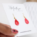 Red tear drop earring