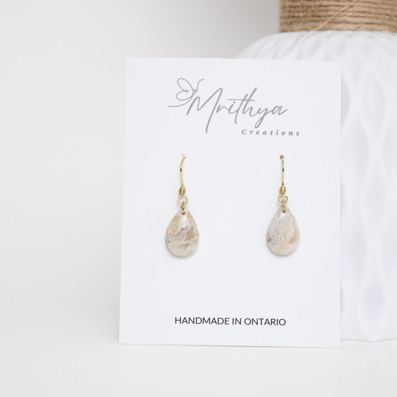 Marble tear drop earring