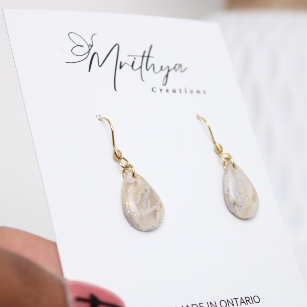 Marble tear drop earring